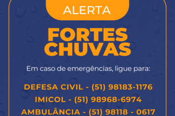 Defesa Civil alerta para acumulados de chuva 
