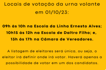 Eleição do Conselheiro Tutelar terá urna volante