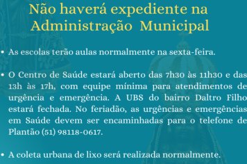 Prefeitura terá ponto facultativo em 13 de outubro