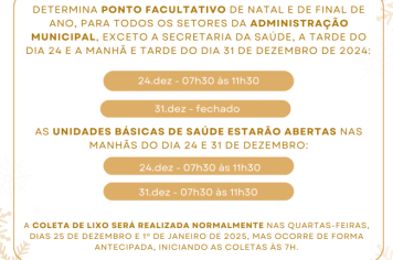 Atenção para as alterações no expediente das repartições públicas no final de ano