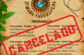 Semana Farroupilha é cancelada