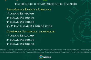 Inscrições para o 4º Concurso de Ornamentação Natalina terminam no dia 11 de dezembro