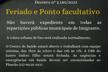 Prefeitura terá ponto facultativo em 08 de setembro