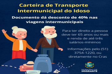 Carteira de Transporte Intermunicipal do Idoso pode ser encaminhada no Cras