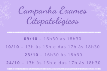 Campanha de Exames Citopatológicos segue no mês de outubro