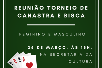 Reunião para definição do Torneio de Canastra e Bisca será no dia 26