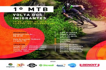 Primeiro MTB Volta dos Imigrantes será realizado neste domingo, 10 de junho