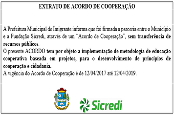 Extrato de acordo de cooperação