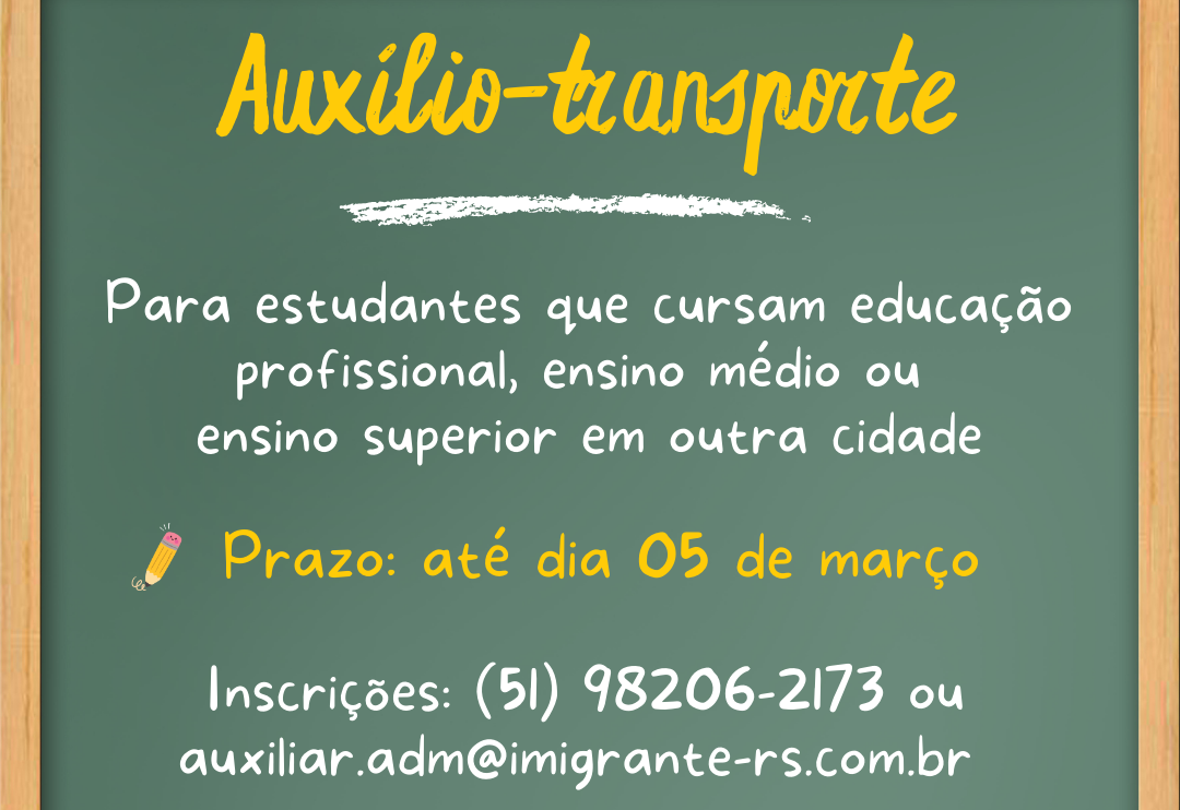Inscrições abertas para Auxílio-Transporte 