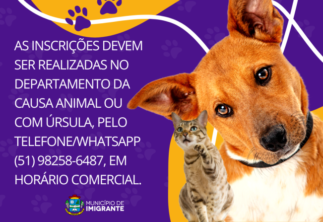 Inscrições para o Programa Municipal de Castrações