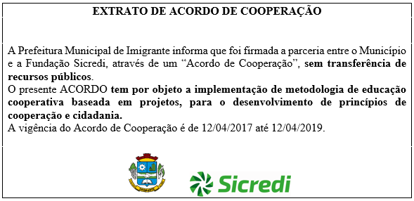 Extrato de acordo de cooperação